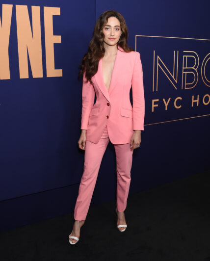Emmy Rossum on the red carpet for Angelyne