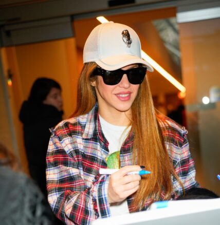 Shakira and her sons Sasha and Milan Pique Mebarak seen departing via JFK Airport in New York