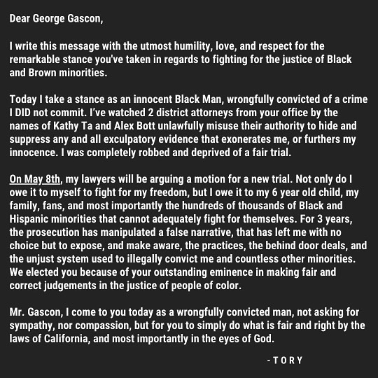 Tory Lanez Publicly Begs L.A. District Attorney To Keep Him Out Of Jail