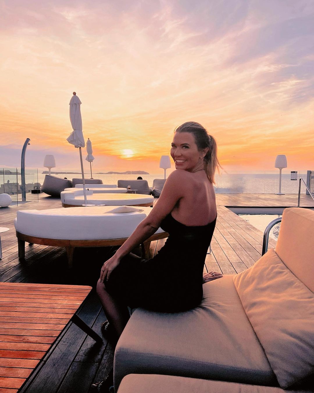 Christine McGuinness smiling while on vacation