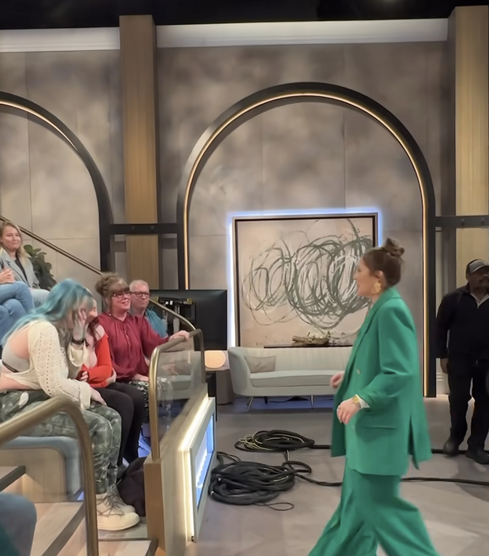 Drew Barrymore and a crying audience member