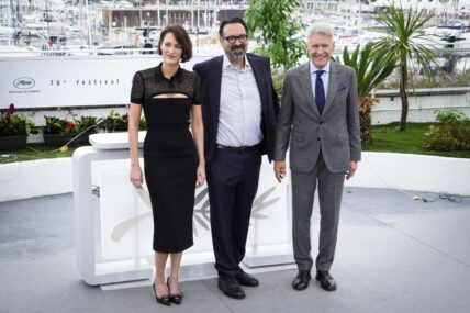 "Indiana Jones And The Dial Of Destiny" Photocall - The 76th Annual Cannes Film Festival. 19 May 2023 Pictured: Director James Mangold, Harrison Ford and Phoebe Waller-Bridge. Photo credit: Daniele Cifalà / MEGA TheMegaAgency.com +1 888 505 6342 (Mega Agency TagID: MEGA983728_005.jpg) [Photo via Mega Agency]