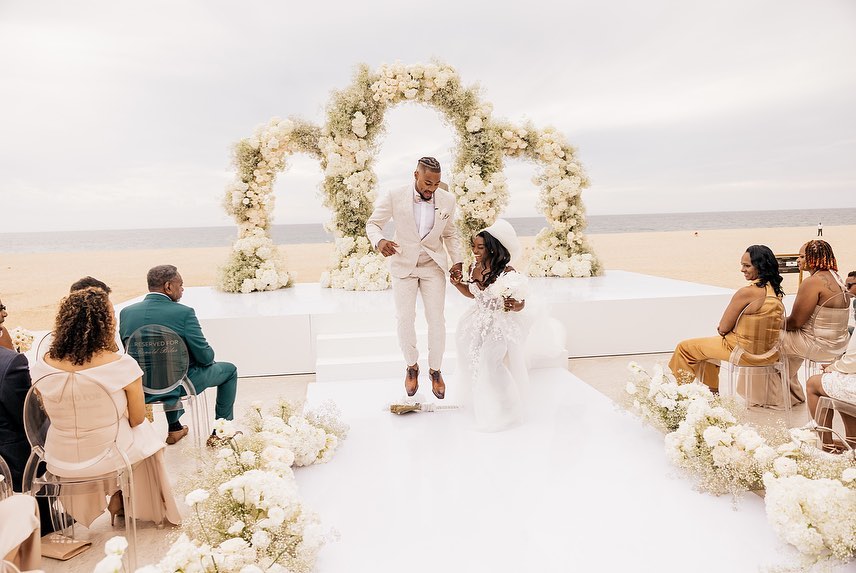 Jonathan Owens and Simone Biles during their destination wedding