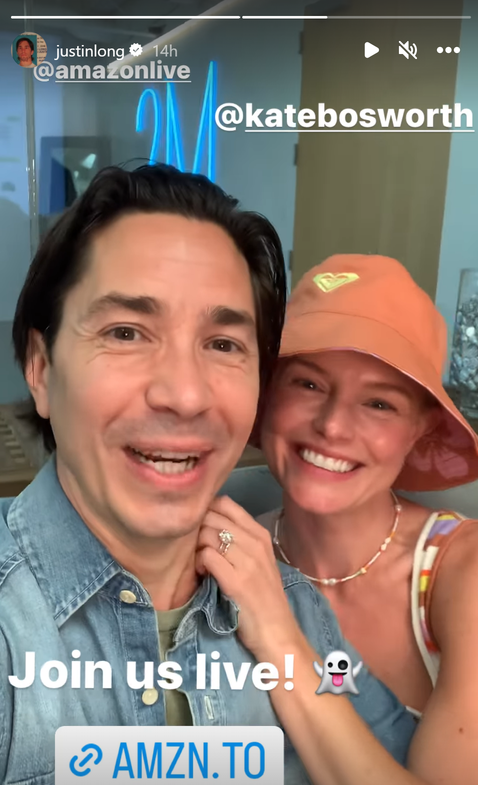Kate Bosworth and Justin Long in their Instagram Stories