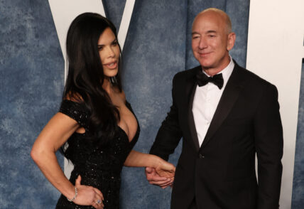 Lauren Sanchez and Jeff Bezos at the 2023 Vanity Fair Oscar Party - Arrivals