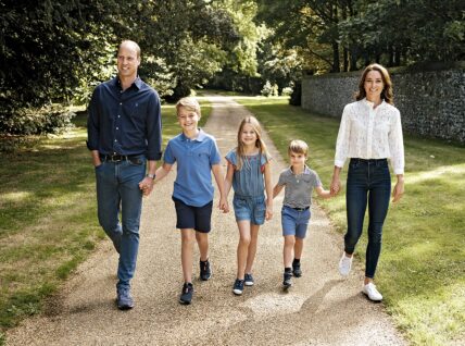 The Prince and Princess of Wales with their three children Prince George, Princess Charlotte and Prince Louis in Norfolk