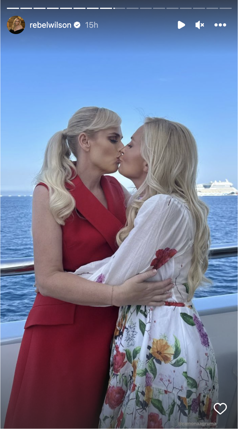Rebel Wilson and fiancée Ramona Agruma kiss