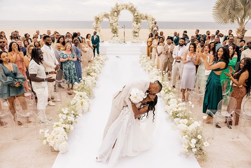 Jonathan Owens and Simone Biles during their destination wedding