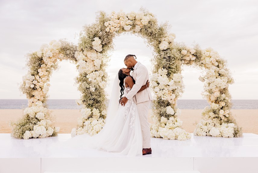 Jonathan Owens and Simone Biles during their destination wedding