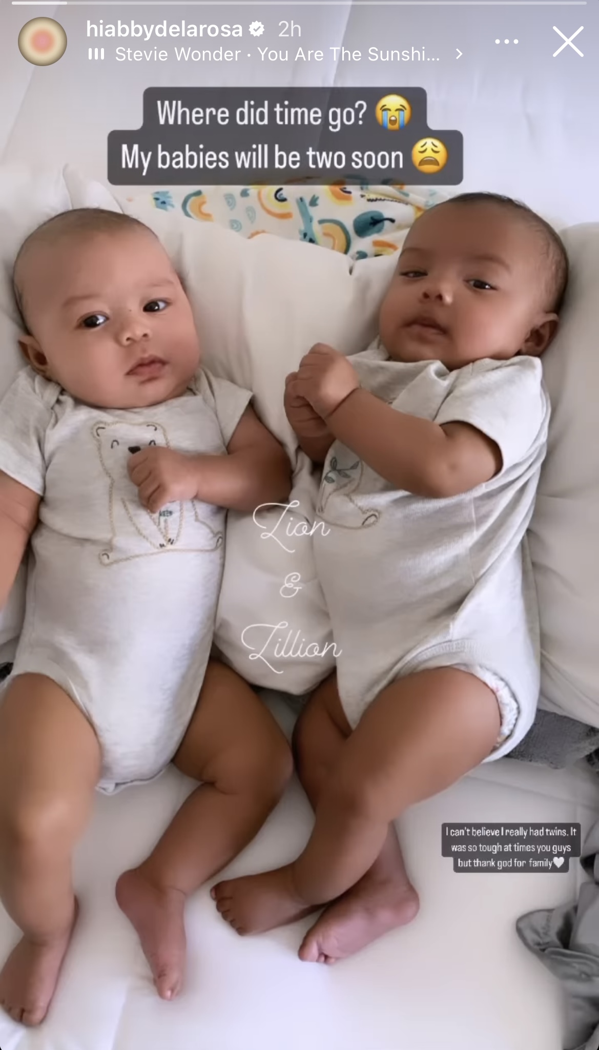 Abby De La Rosa's celebrate her twins