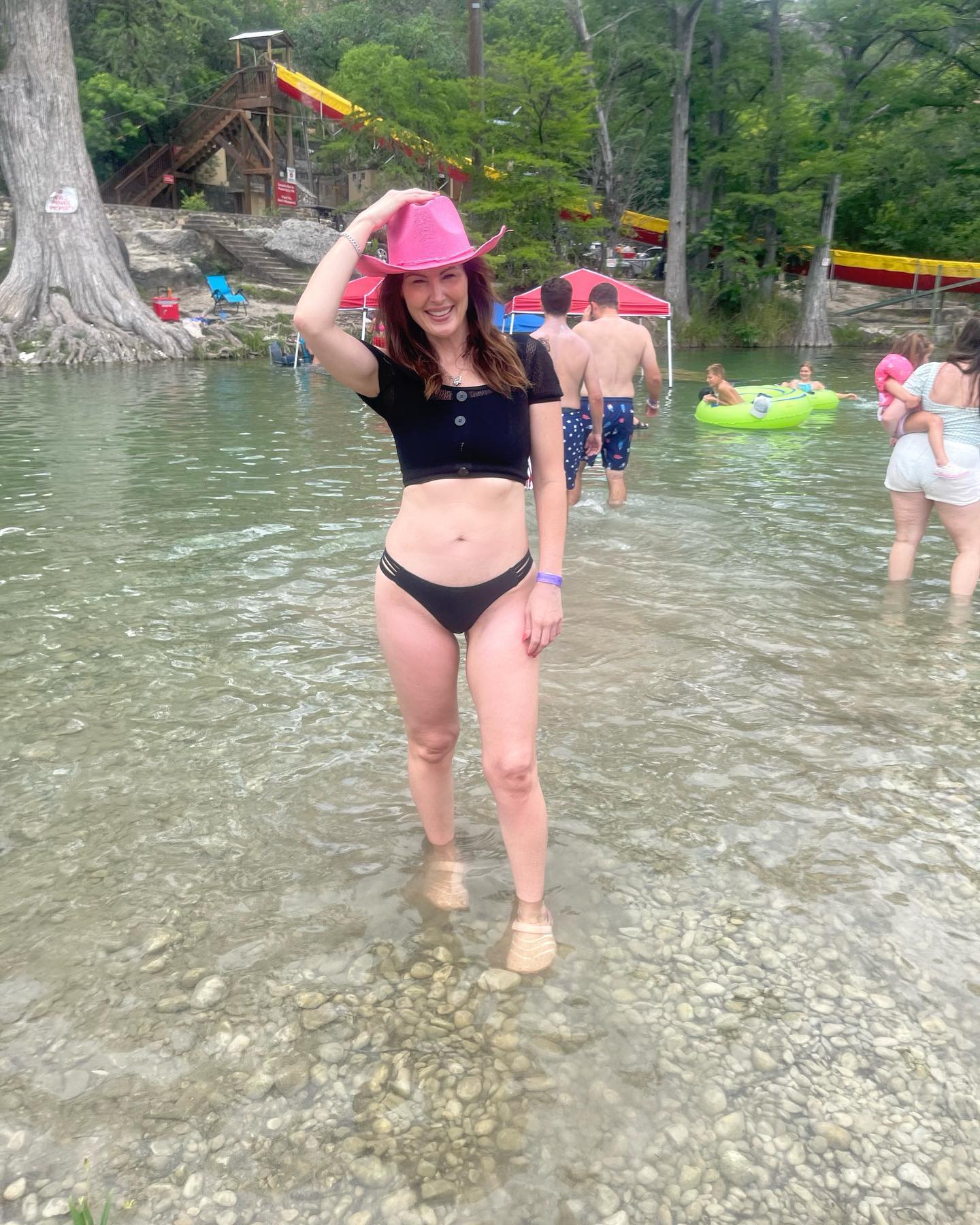 Addison Rae's Mom Sheri Easterling Poses In A Black Bikini and Pink Cowboy Hat! 