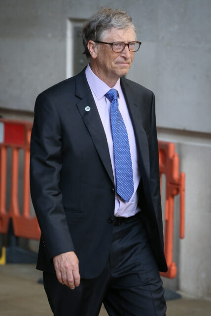 Bill Gates seen leaving BBC Radio Studios after being interviewed fighting against malaria - London