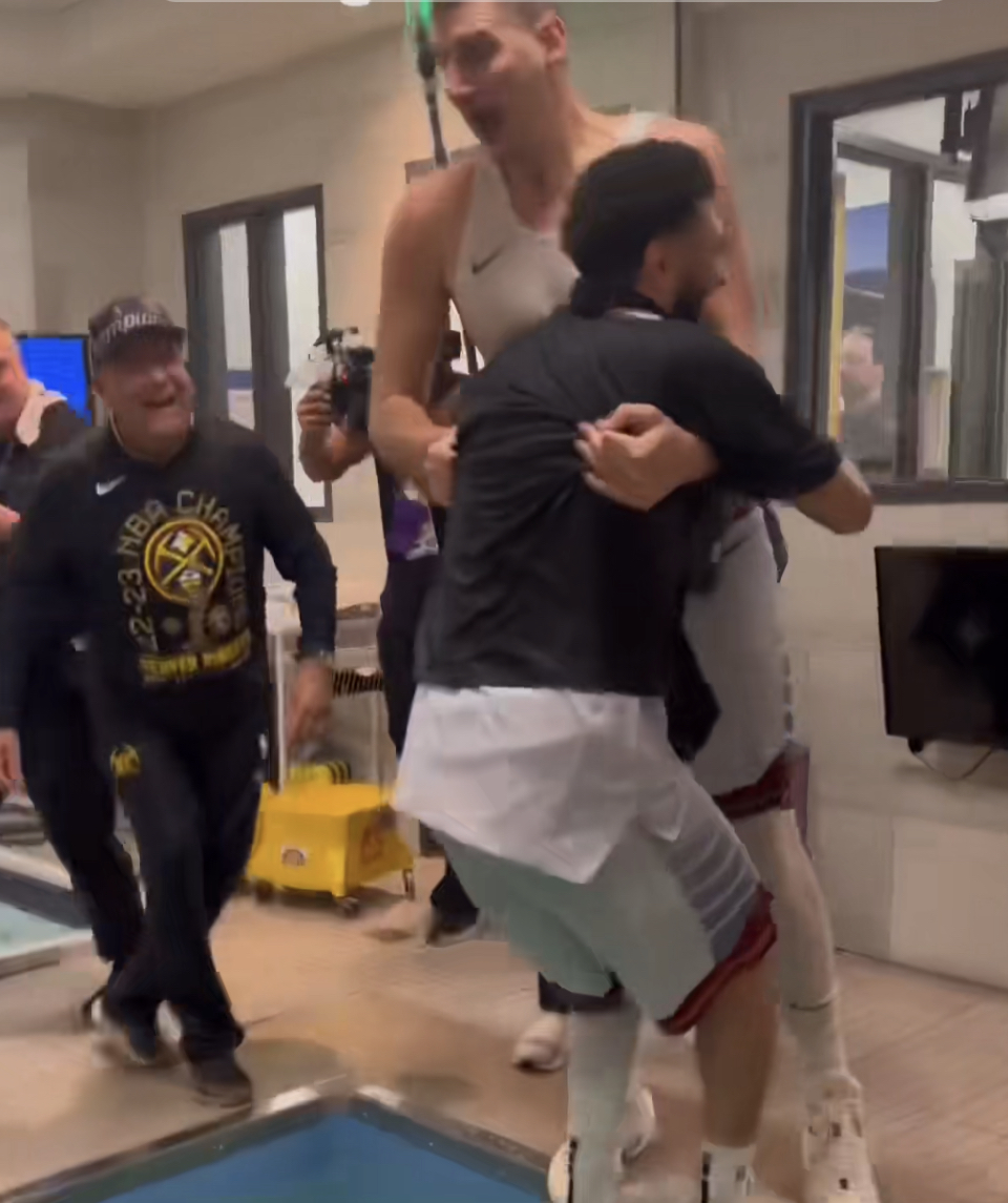 Denver Nuggets celebrating being the 2023 NBA Champions