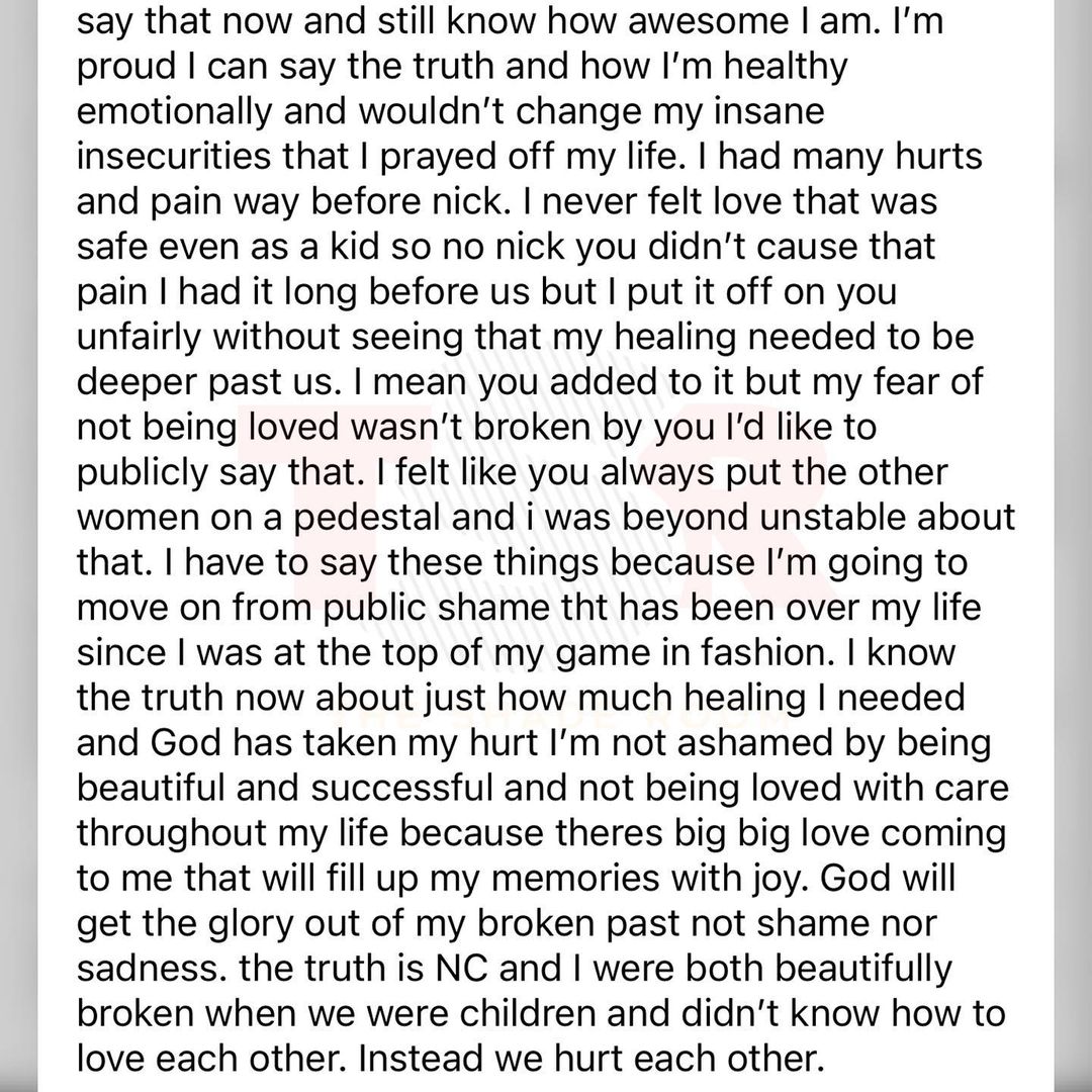 Jessica White calls out ex Nick Cannon in lengthy post