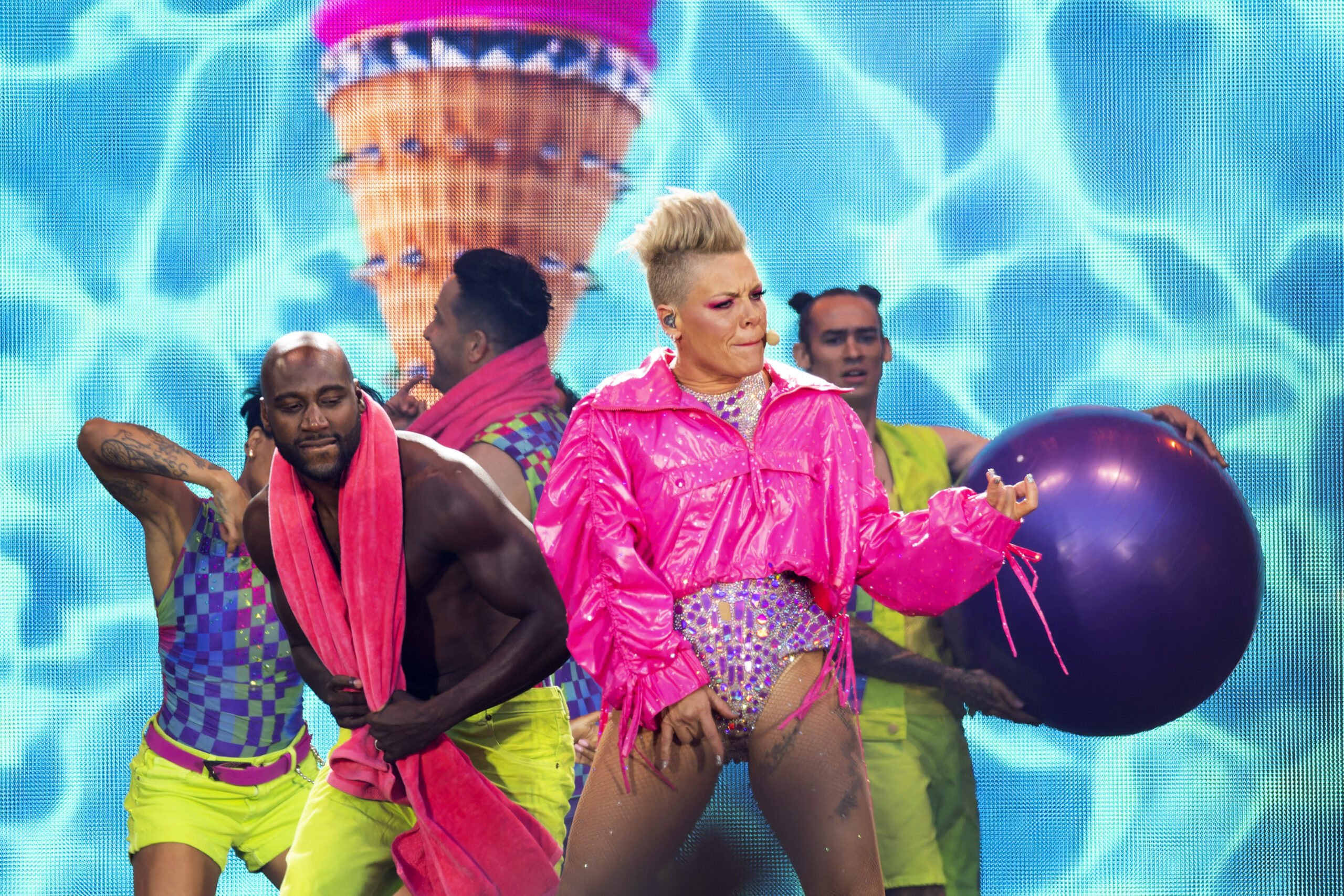 Pink performs at University of Bolton Stadium