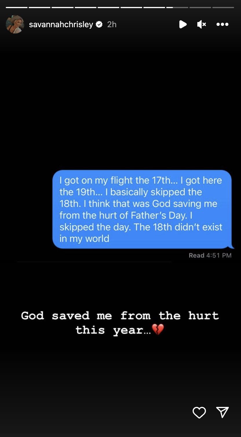 Savannah Chrisley laments Father's Day without Todd Chrisley