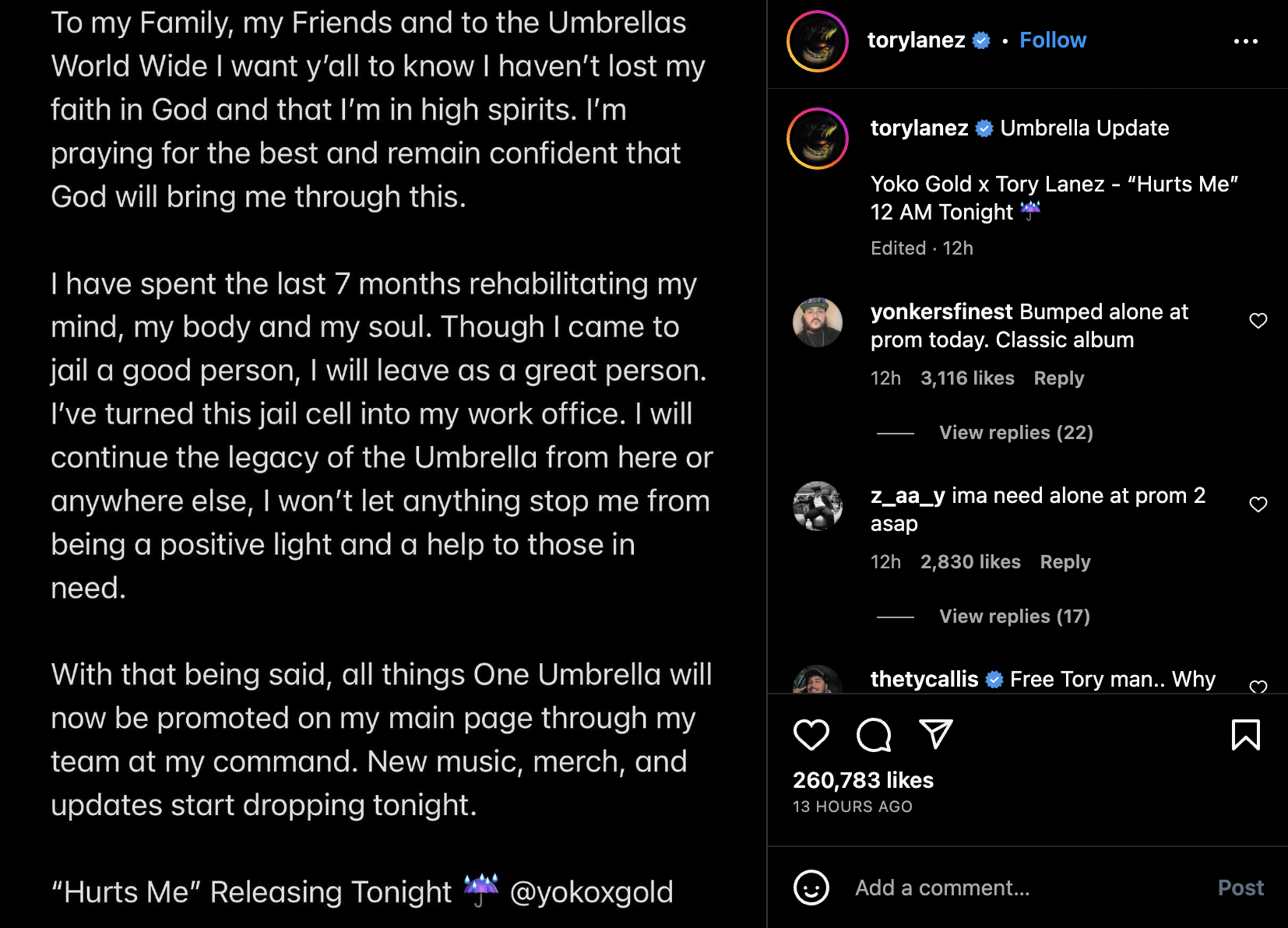 Tory Lanez gives fans update from jail