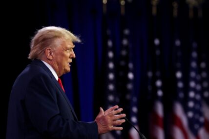 Former US President Donald Trump speaks at the Faith 