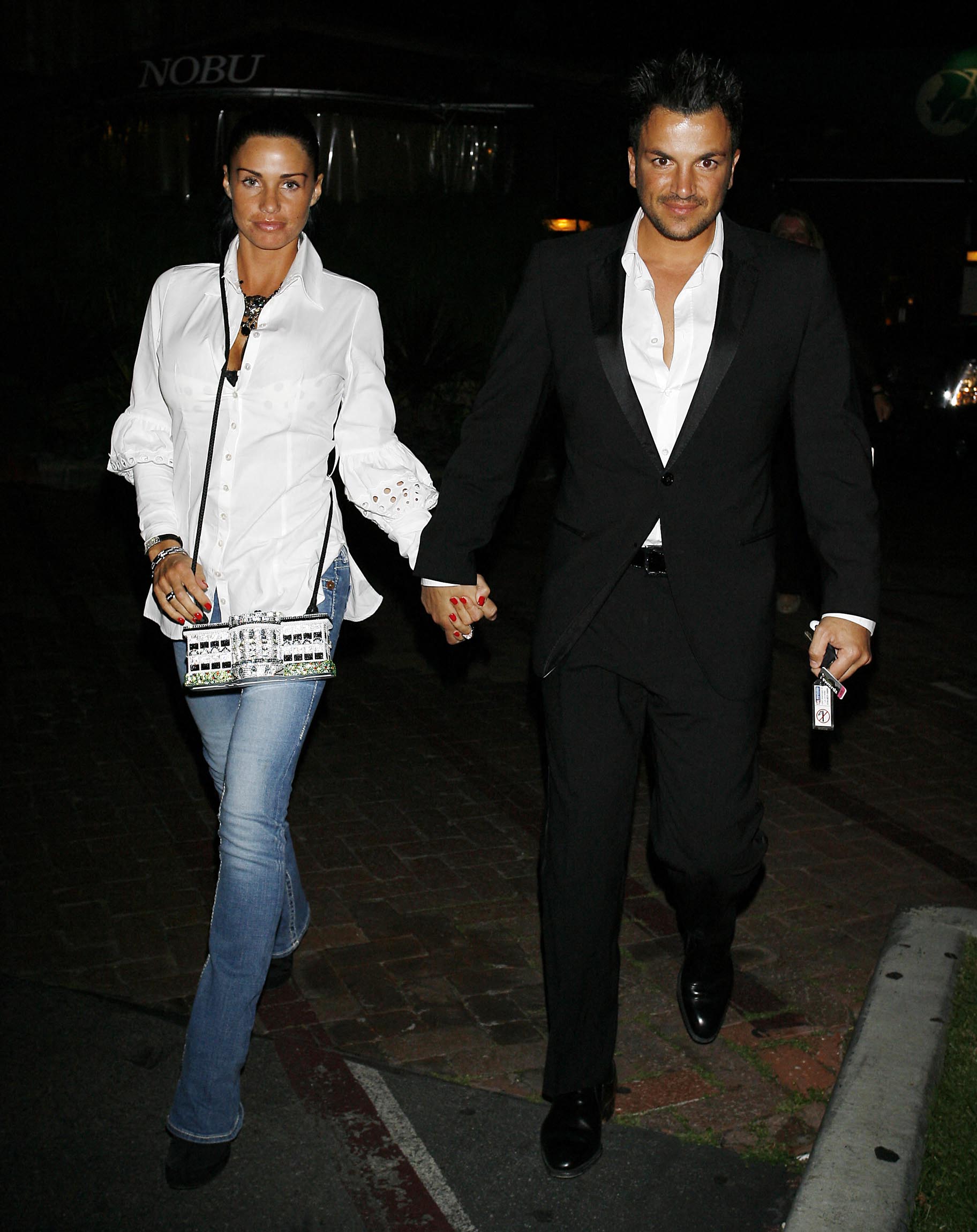 Katie Price and Peter Andre leaving Nobu
