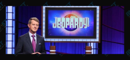 Ken Jennings with 'Jeopardy!' screen