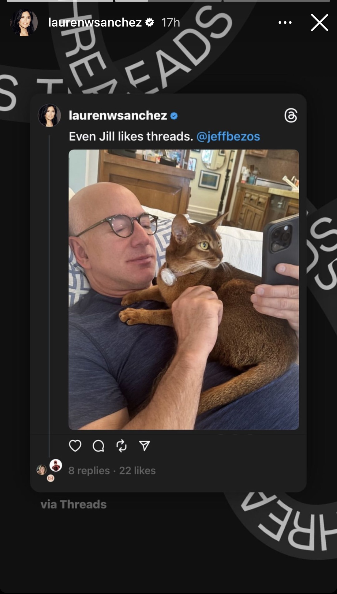 Lauren Sanchez dedicates threads to Jeff Bezos