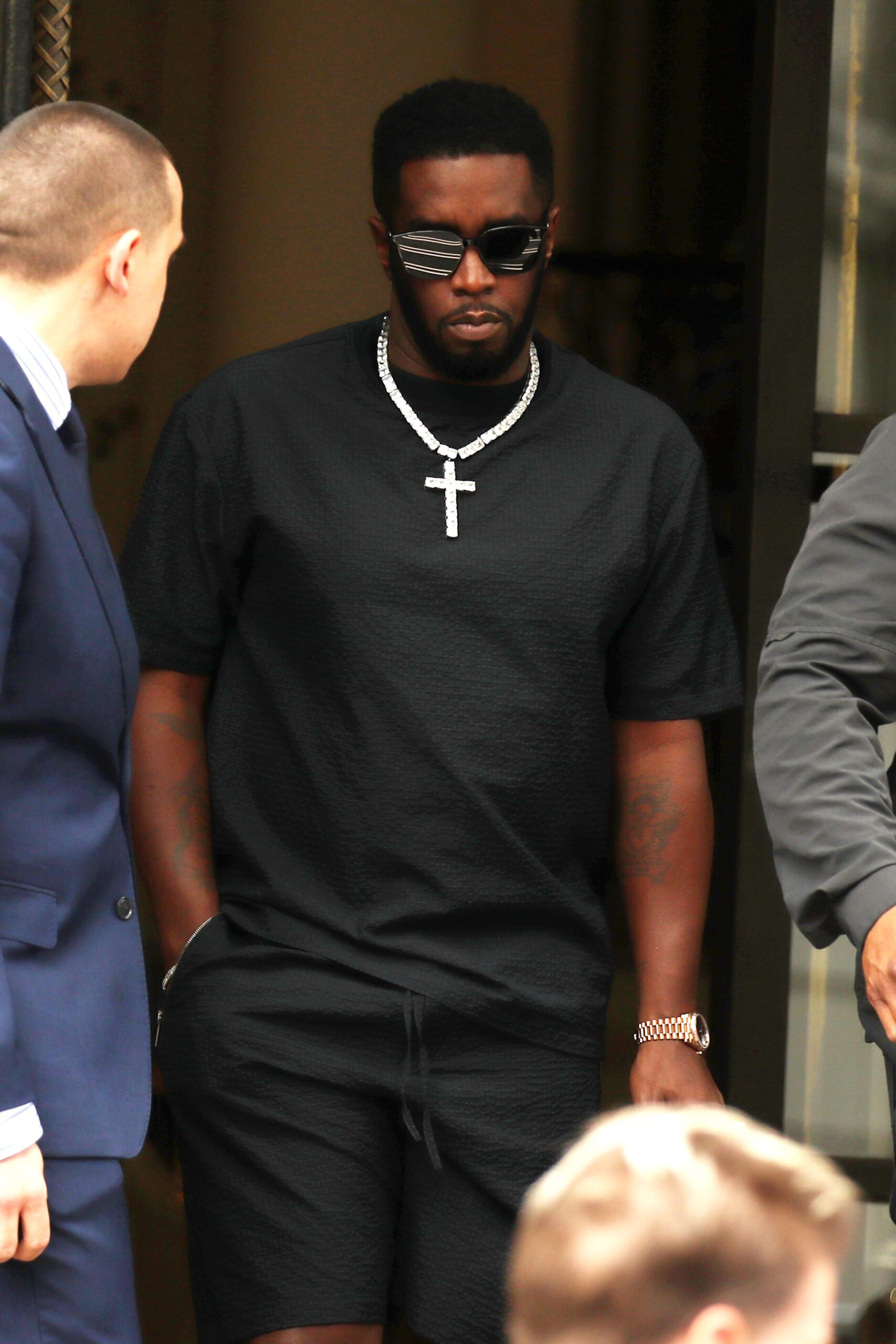 P Diddy leaving the Corinthia hotel