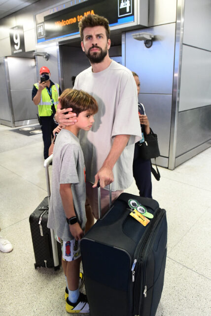 Gerard Pique arrives to Miami International airport with his two sons he shares with ex-wife Shakira