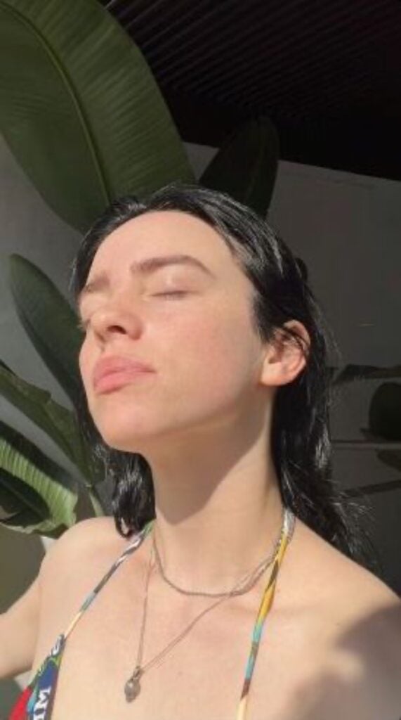Billie Eilish takes a selfie in her bikini.