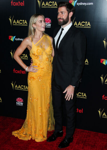 Actress Emily Blunt and husband/actor John Krasinski arrive at the 8th Annual AACTA Awards