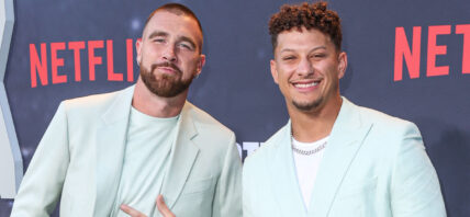 Patrick Mahomes and Travis Kelce aat Los Angeles Premiere Of Netflix's 'Quarterback' Season 1