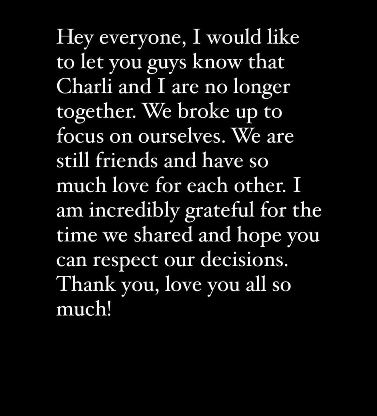 Landon Barker Announces Split From Charli D'Amelio After Over A Year Of Dating