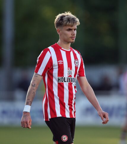 Romeo Beckham Playing For Brentford B With Cruz Beckham Watching On