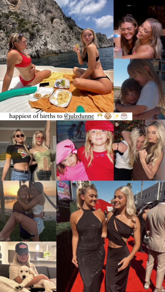 Olivia Dunne's collage for her sister Julz's birthday.