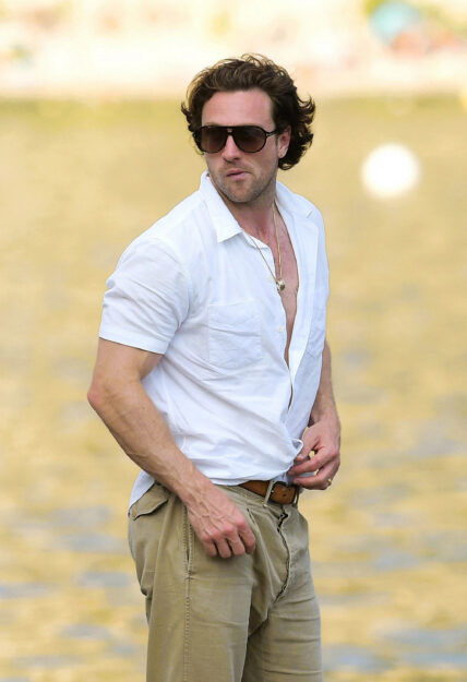 Aaron Taylor-Johnson and Sam Taylor-Johnson are seen leaving Elton John's luxury yacht in the South of France