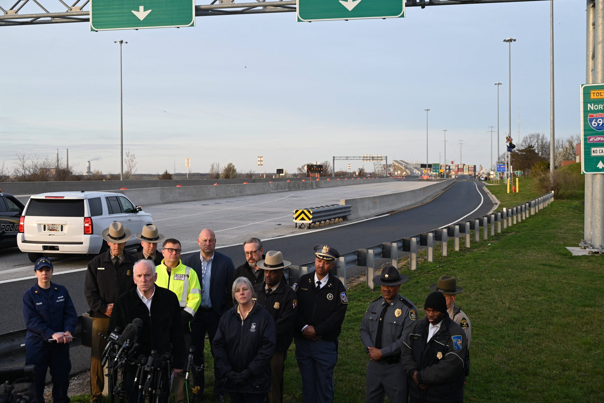 Francis Scott Key Bridge in Baltimore collapsed after a column was hit by a large container ship - 26 Mar 2024