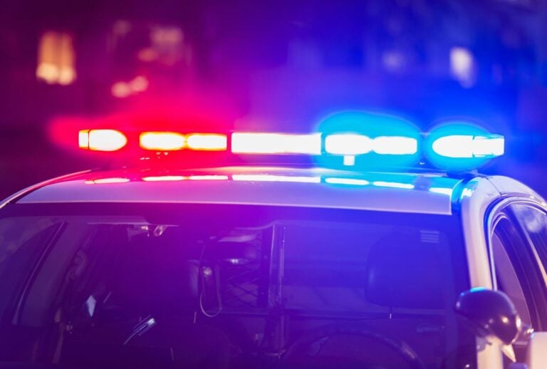 Police lights on cop car