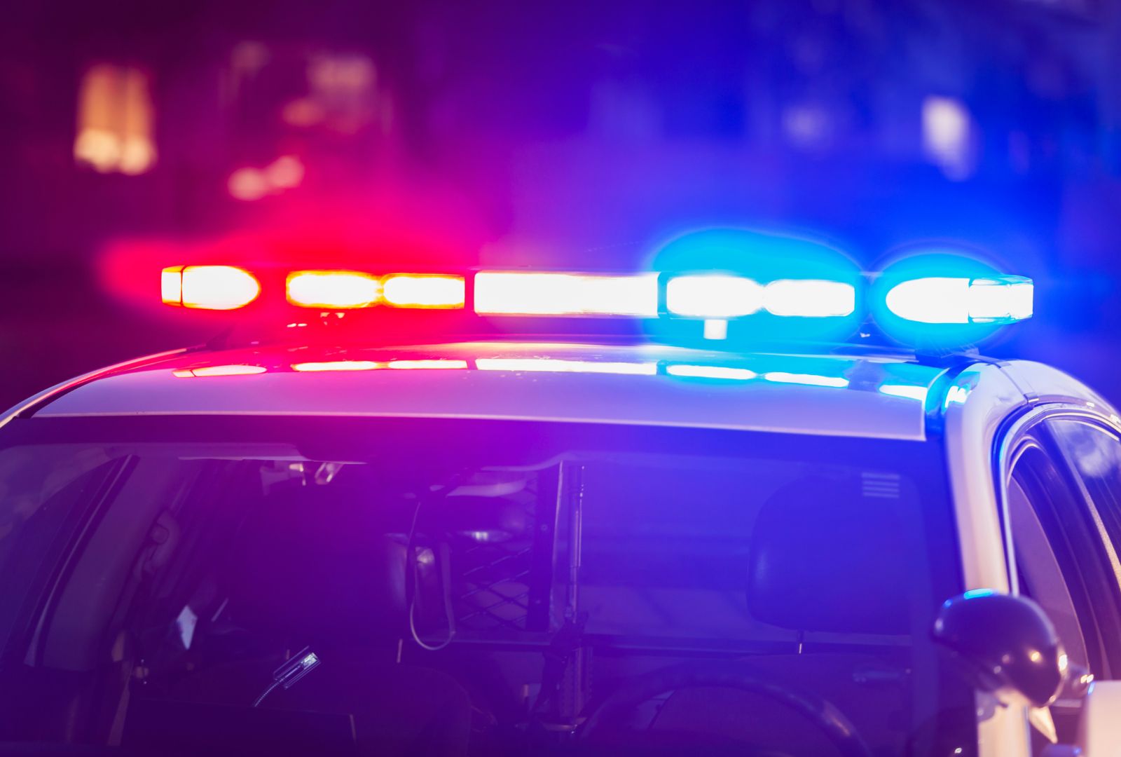 Police lights on cop car