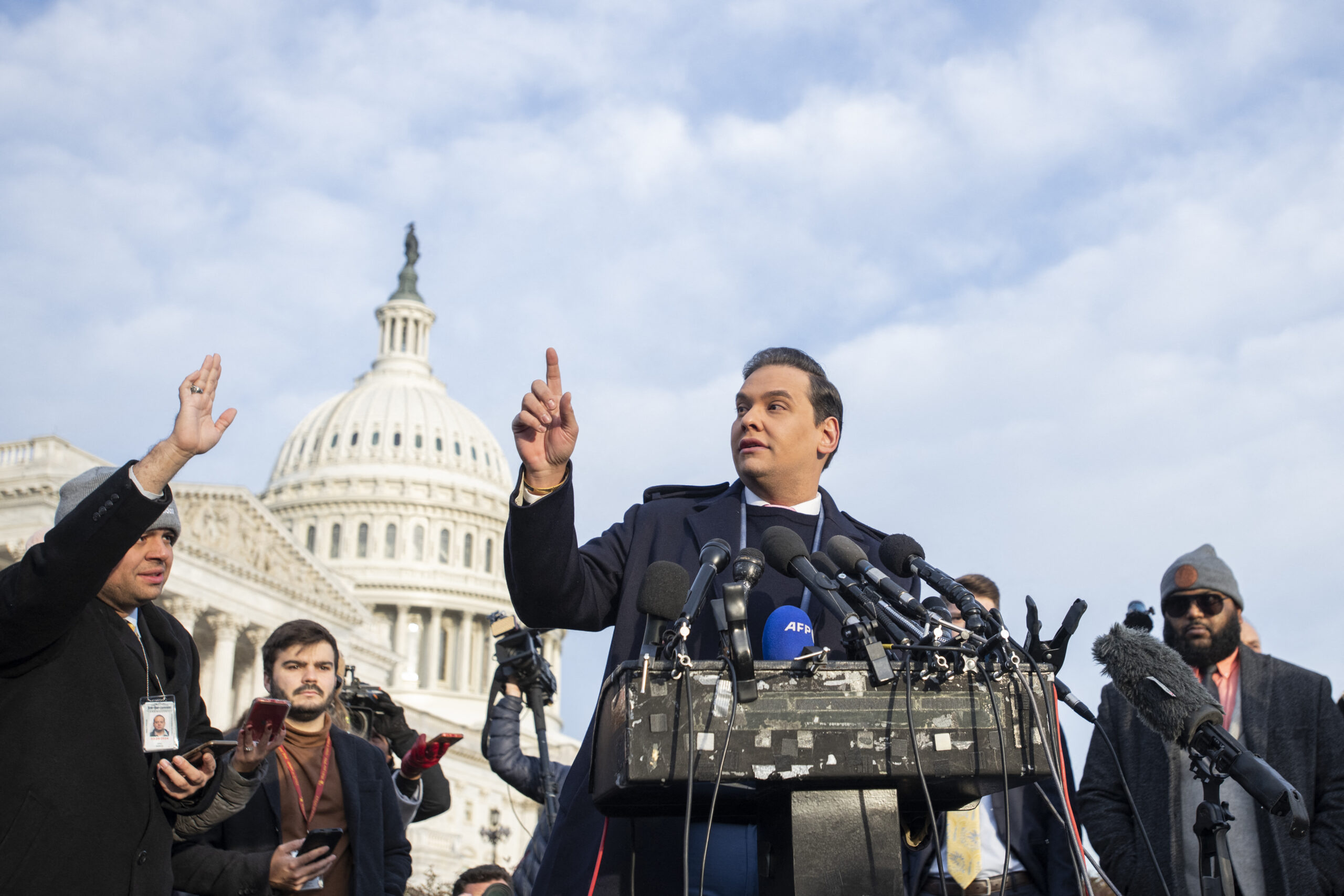United States Representative George Santos (Republican of New York) press briefing at the U.S. Capitol