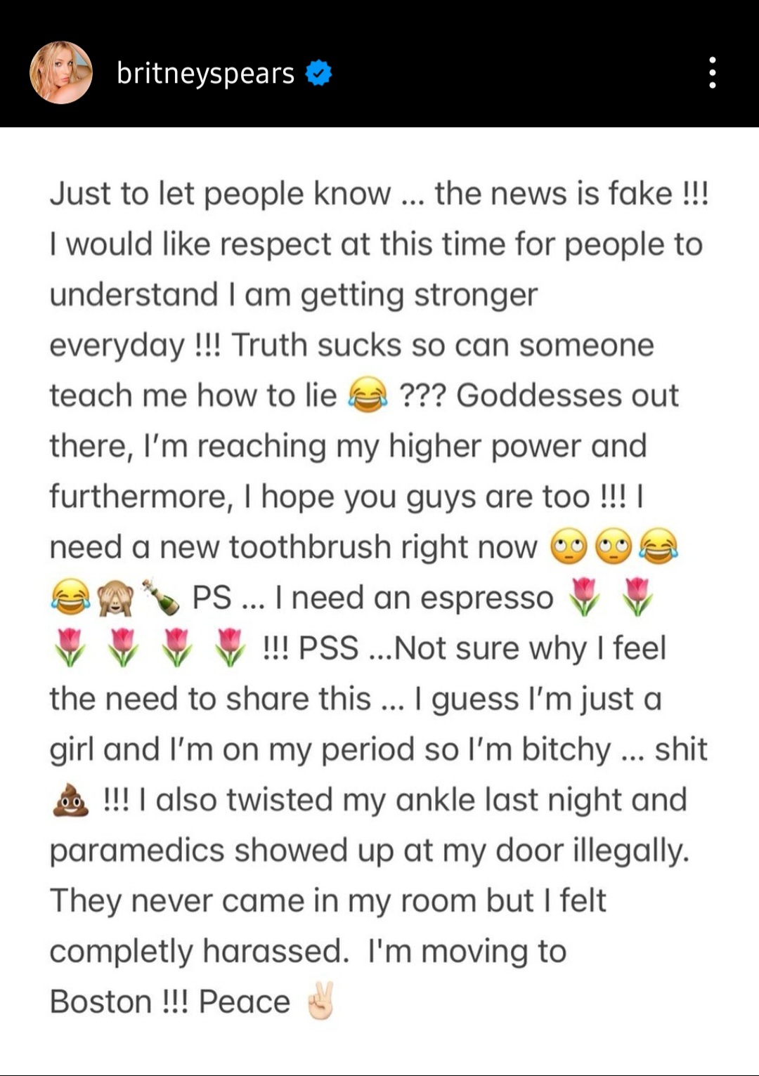 Britney Spears statement on hotel incident