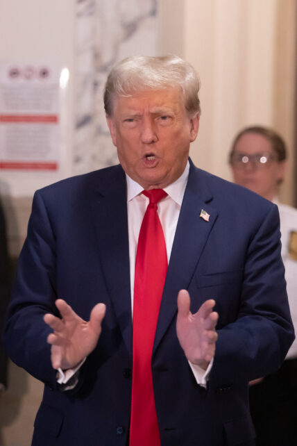 Former President Donald Trump Addresses the Media at Financial Fraud Trial, NY County Courthouse.