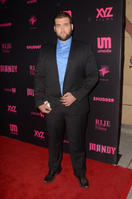 Weston Cage poses on the red carpet at "Mandy" Los Angeles Special Screening