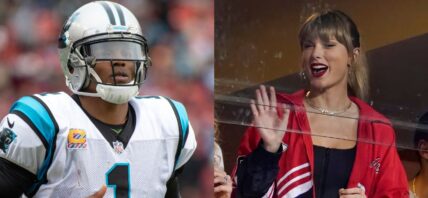 Cam Newton (left) and Taylor Swift (right)