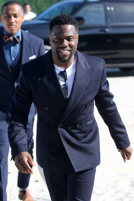 Comedian Kevin Hart is seen leaving a JP Morgan event in Miami