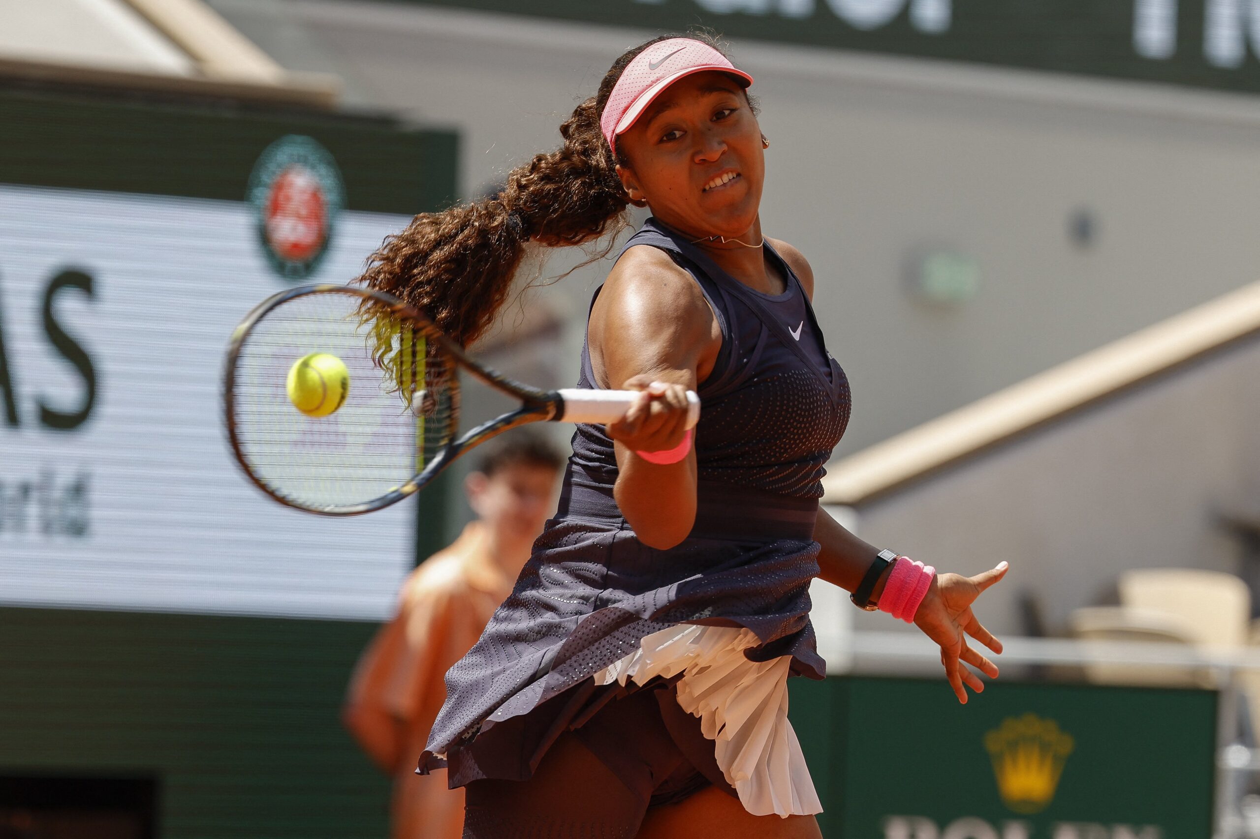 Naomi Osaka taking a swing during Tennis Grand slam Roland garros 2024 Paris
