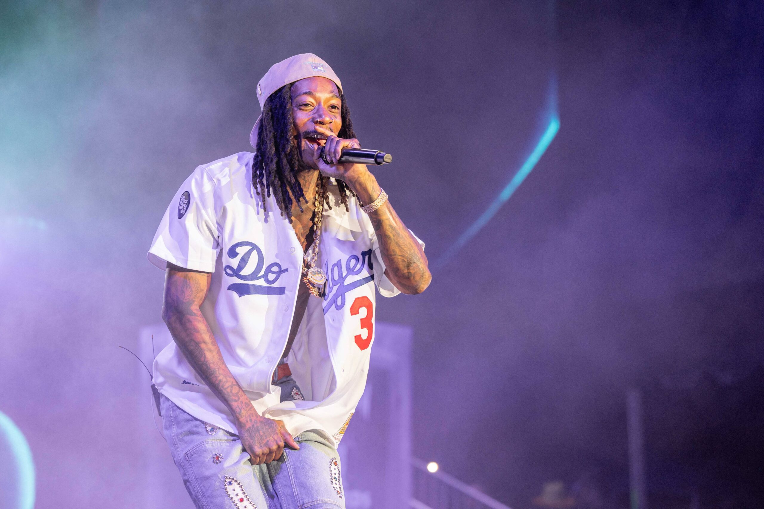 Wiz Khalifa performs during the 'High School Reunion' Tour at FivePoint Amphitheatre in Irvine, California.