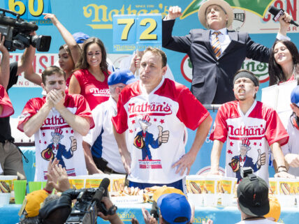Joey Chestnut and others compete in Nathans Famous International Hot Dog Eating Contest