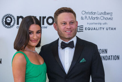 Lea Michele and Zandy Reich attend Elton John Aids Foundation Oscar Party