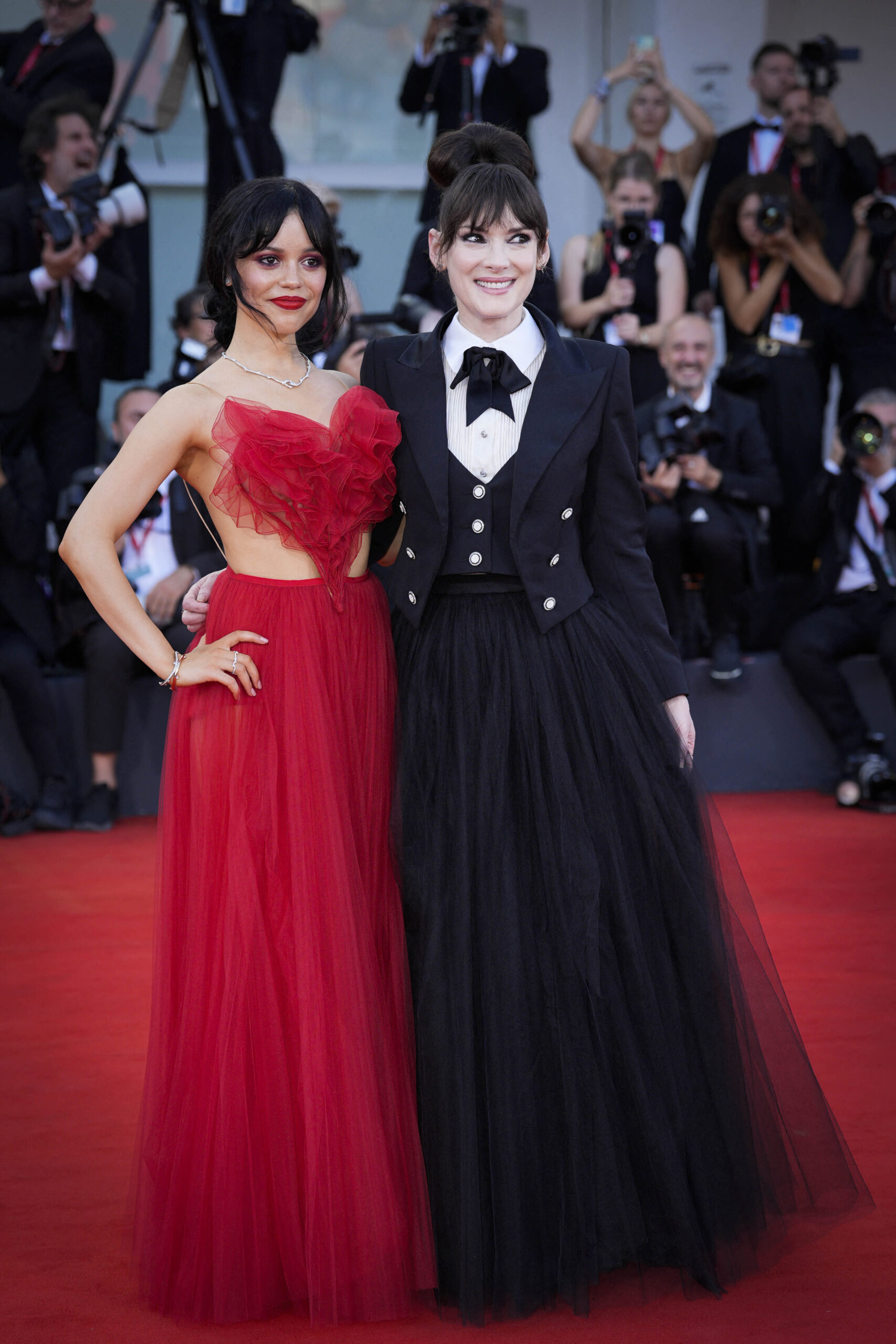 Jenna Ortega and Winona Ryder at Opening Ceremony of the 81th Venice International Film Festival