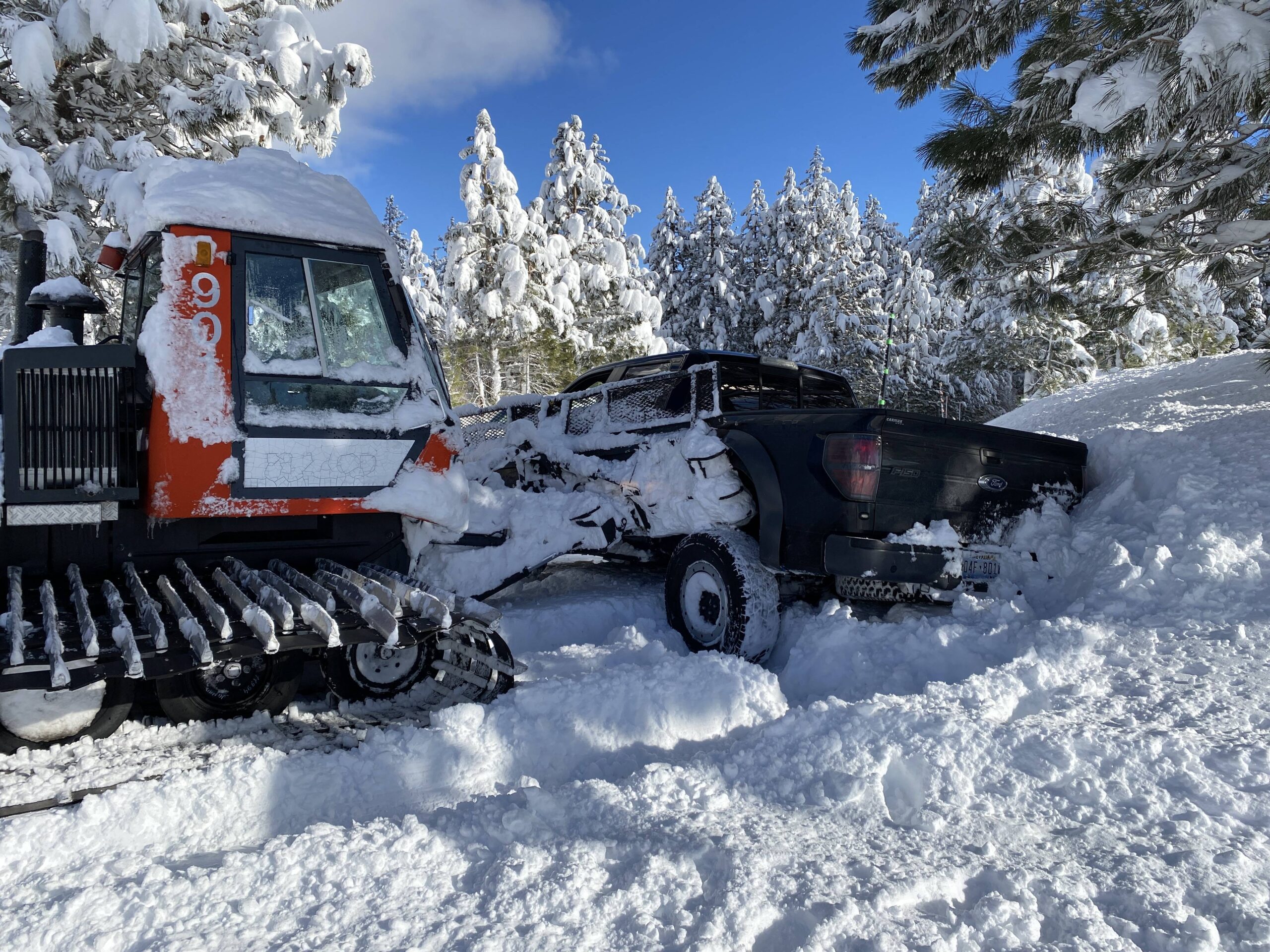 Pools of blood can be seen in the snow in newly released video footage that reveals the moments after , Jeremy Renner?s horrifying snowplow accident