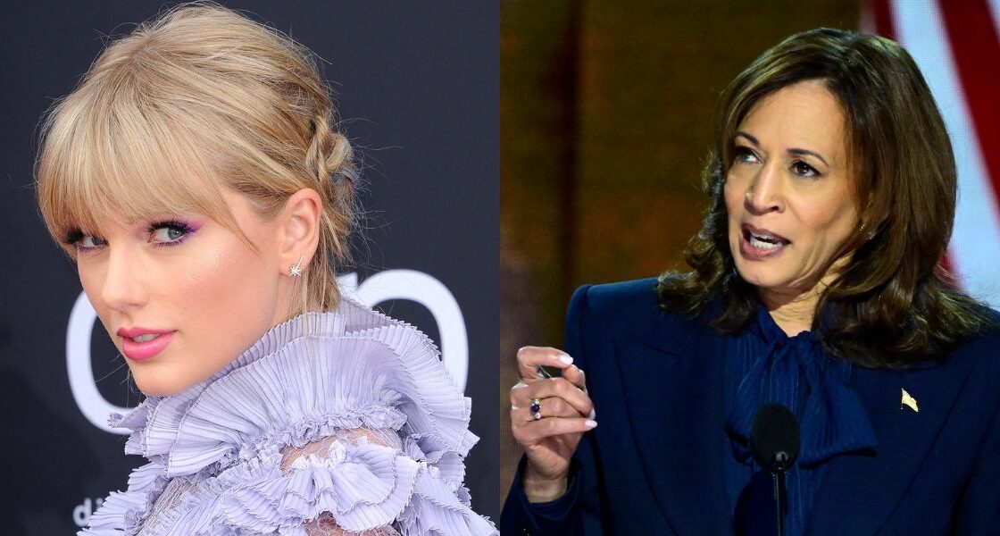 Taylor Swift (left) Kamala Harris (right)